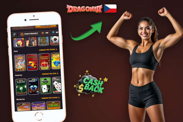 Mobilní aplikace Dragonia Casino s live casino stolem Evolution v ruce hráče