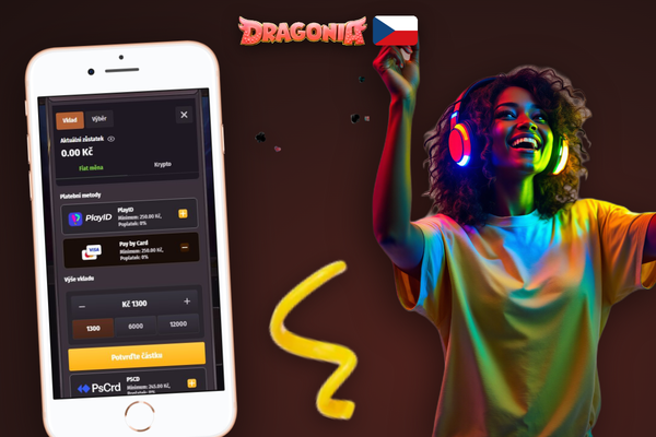 Pokladna Dragonia Casino se zadáváním částky v CZK bez přepočtu měny