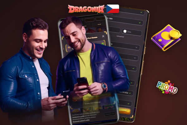 Vyplňte e-mail, heslo a promo kód při vytvoření účtu v Dragonia Casino